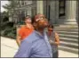  ?? CARL HESSLER JR. — DIGITAL FIRST MEDIA ?? Eclipse gazers took in the historic event Monday outside the Montgomery County Court House in Norristown.