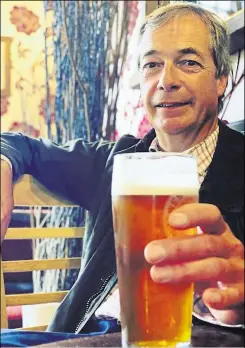  ??  ?? One of the pictures posted from a pub by Nigel Farage on Saturday, leading to claims he should still be in quarantine