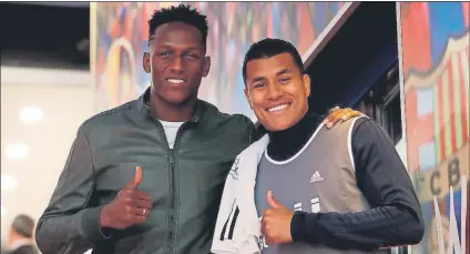  ?? FOTO: FCB ?? Yerry Mina y Jeison Murillo, de colombiano a colombiano Hoy en el Everton, el primero posó con el segundo en el último Barça-valencia