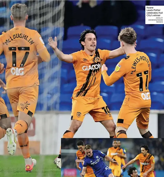  ?? ASHLEY CROWDEN/NEWS IMAGES ?? Keane Lewis-potter celebrates Hull City’s winner