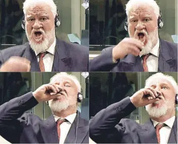  ??  ?? ► Slobodan Praljak al momento de su suicido en La Haya.