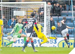  ??  ?? ■
Kostadin Gadzhalov gives Dundee a two-goal cushion at half time.