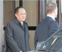  ?? EPA ?? North Korean Foreign Minister Ri Yong-ho leaves the government building Rosenbad in Stockholm, Sweden on Friday.