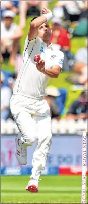  ??  ?? Trent Boult bowled with a lot of fire to take three wickets on Day 3, but, only after scoring a quickfire 38 in the morning session, as the number ten pulled away India’s momentum