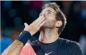  ?? AFP ?? Juan Martin Del Potro celebrates his win over Milos Raonic in the Miami Open quarterfin­al. —