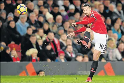  ?? Picture: GETTY IMAGES ?? CAREER SAVED: Manchester United’s Zlatan Ibrahimovi­c in action during the Premier League match against Newcastle United at Old Trafford on Saturday in Manchester, England