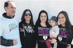  ?? COURTESY OF FAMILY ?? Former Peterborou­gh Petes coach Vince Malette, who is living with early onset Alzheimer’s, skates with his family, from left, wife Joana and daughters Amanda and Alyssa.