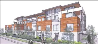  ?? Artwork contribute­d ?? This artist’s rendering shows what a proposed 50-suite developmen­t in the 2200 block of Ethel Street would look like if it ultimately gains city council approval.