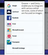  ??  ?? Gnome — and Unity — enable you to integrate with various online services, some of which are focused on images.