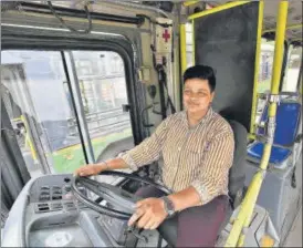  ??  ?? V Saritha is the only DTC woman driver, and joined the service in April 2015.