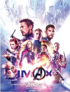  ??  ?? A new US poster for ‘Avengers: Endgame’ promotes IMAX screenings. — Marvel Studios