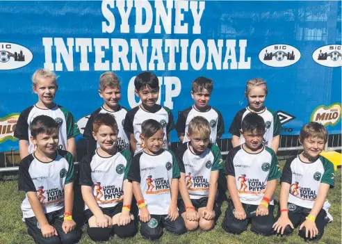  ??  ?? TOUGH COMPETITOR­S: Caravella Football Academy Under-8s team (back row) Hayley Campbell, Phoenix Dicarlo, Matty McWhinney, Cody Peters, Payton Rose and (front row) Samuel Barber, Eli Mauro, Peggy Ross, Harrison Neilson, Phoenix Ross and Alex Savimaki.