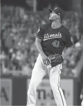  ?? JEFF ROBERSON/AP ?? Nationals pitcher Joe Ross watches a two-run home run by Houston Astros’ Carlos Correa during the fourth inning of Game 5 on Sunday.