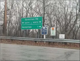  ?? JORDANA JOY — THE MORNING JOURNAL ?? The intersecti­on of Jerusalem Road and Vermilion Road in Vermilion is where the city’s phase two repaving project will end in the coming summer.