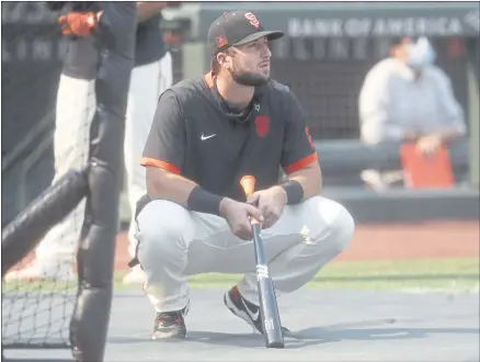  ?? NHAT V. MEYER — STAFF PHOTOGRAPH­ER ?? The Giants’ Joey Bart could see some significan­t time behind the plate after the retirement of catcher Buster Posey on Thursday.