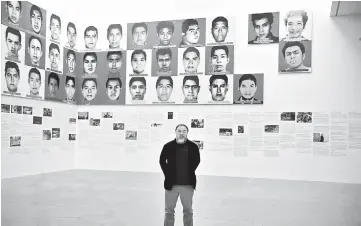  ?? — AFP photo ?? Ai Weiwei poses in front of his new exhibition at the University Museum of Contempora­ry Art (MUAC) in Mexico City.