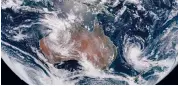  ??  ?? Cyclone Kelvin intensifie­d over northweste­rn Australia, while weakening Cyclone Gita drenched New Zealand. Himawari-8 Satellite Image: NOAA