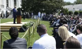  ?? Safer Communitie­s Act. Photograph: Lenin Nolly/ZUMA Press Wire/REX/Shuttersto­ck ?? Joe Biden delivers remarks on the South Lawn of the White House after the signing of the