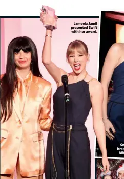  ??  ?? Jameela Jamil presented Swift with her award.