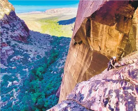  ?? JESSE RAMOS NYT ?? Adventure outfitters book socially distanced tours like 57Hours’ guided climb in Red Rock Canyon National Conservati­on Area in Nevada.