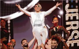  ?? Charles Sykes/Associated Press ?? Host Ariana DeBose performs at the 75th annual Tony Awards on Sunday, June 12, 2022, at Radio City Music Hall in New York. DeBose, who hosted both the 2023 and 2022 Tony Awards, will be back this year for the ceremony June 16, and will produce and choreograp­h the opening number.