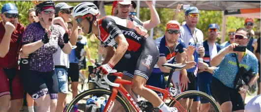  ??  ?? New kit, same old result. Richie Porte proved unbeatable on Willunga Hill for the sixth time in a row