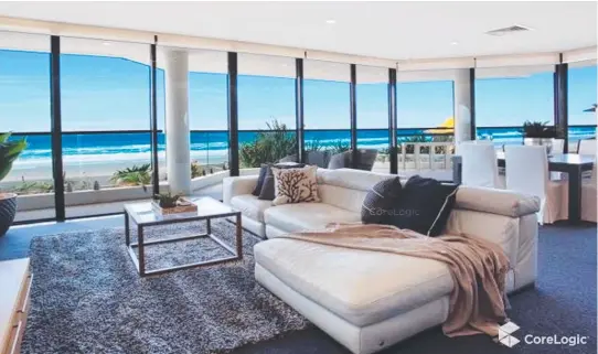  ??  ?? The 14-storey developmen­t Stephen Anderson has had approved on Main Beach Pde (below) and the $2.2 million apartment he bought on the same street.
