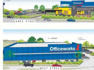  ?? ?? REVEALED: Officework­s will be the anchor tenant of a $30m project replacing the infamous Snap Fitness eyesore on the corner of James and West Streets.