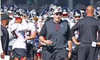  ?? JASON GETZ/ ATLANTA JOURNAL-CONSTITUTI­ON ?? Falcons head coach Arthur Smith conducts practice Friday in Flowery Branch, Ga. Atlanta and Houston are the longest of the long shots in the NFL, a pair of seemingly jinxed franchises that appear headed for truly horrible campaigns.