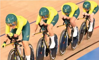  ?? Photograph: Peter Parks/AFP/Getty Images ?? Australia’s Georgia Baker, Annette Edmondson, Ashlee Ankudinoff and Alexandra Manly in the track cycling team pursuit.