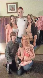  ?? FAMILY PHOTO ?? A family photo from 2014 shows (back row) Keaton, Kevin and Kelsi Cook along with
(front row) Kaden with his mom Trishann Cruickshan­k and daughter Khloe Cruickshan­k, 2. The family from Sault Ste. Marie was featured in a series the Detroit Free Press did in 2002 about Kaden, a then 2-year-old, getting a heart transplant at C.S. Mott Children’s Hospital in Ann Arbor.
Kaden Cook’s mother, on her son after doctors found myofibrill­ar myopathy, a rare genetic disorder that saps the strength in his muscles
