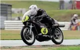  ??  ?? Dean Stimpson (4, New Heath Seeley G50) shocked the usual suspects in the final round of the Minnovatio­n/acu Classic 500 championsh­ip with a superb flag to flag victory in awful slippery conditions ahead of Lee Hodge (14, Minnovatio­n G50) and Mark Cronshaw (8, JC Racing G50). Richard Molnar’s early tumble from the Molnar Manx saw the end of his title chances, leaving Hodge’s Minnovatio­n’s teammate Joe Barton to clinch the championsh­ip with a steady ride to fifth place.