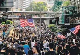  ?? Marcus Yam Los Angeles Times ?? THE U.S. IS no longer the top destinatio­n for wealthy Hong Kongers, who favor Australia and Canada. Above, a pro-democracy rally Sept. 8 in Hong Kong.