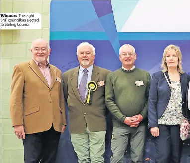  ?? ?? Winners The eight SNP councillor­s elected to Stirling Council