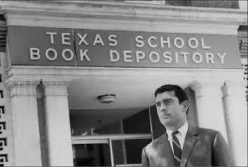  ?? CBS/Associated Press ?? Dan Rather stands outside the Texas School Book Depository in Dallas in 1967. The building is where assassin Lee Harvey Oswald was hiding when he shot President John F. Kennedy in 1963. Mr. Rather’s coverage of the assassinat­ion dramatical­ly changed his career.