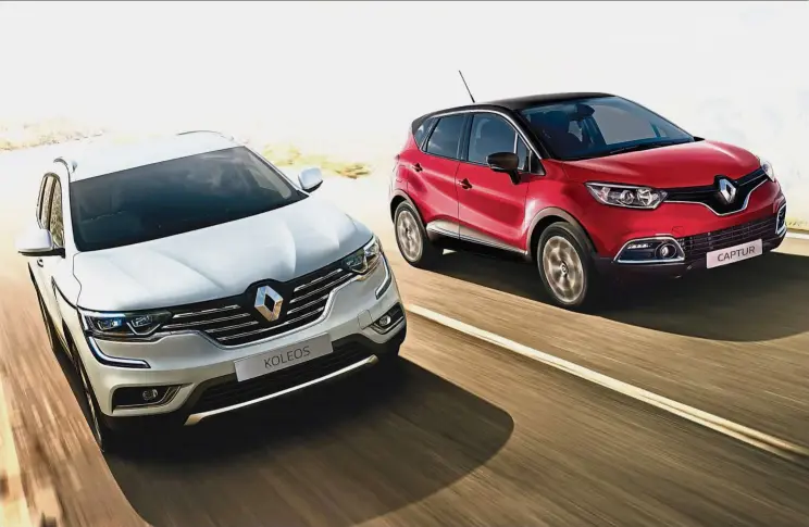  ??  ?? Koleos (left) and Captur Pre-Facelift crossovers.