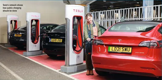  ??  ?? Tesla’s network shows how public charging should be done