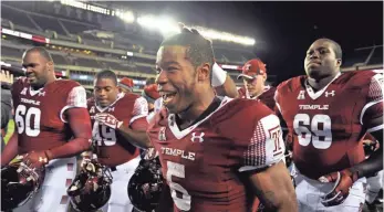  ?? DERIK HAMILTON, USA TODAY SPORTS ?? Running back Jahad Thomas (5) and Temple are 6-0 and No. 24 in the Amway Coaches Poll.