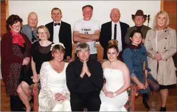  ??  ?? Cast of ‘Four Weddings and Funeral’. Front (sitting from left): Alison McCann, Cathy Carton, Brian Mc