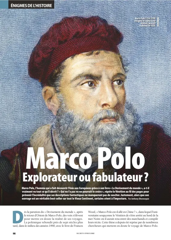  ??  ?? Marco Polo (1254-1324) voyageur et explorateu­r vénitien, gravure italienne de 1820.
