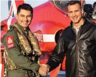  ?? ?? Handover: David Montenegro, left, with his Red Arrows successor Adam Collins