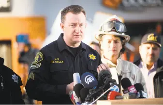  ?? Noah Berger / Special to The Chronicle 2016 ?? Alameda County Sheriff ’s Office spokesman Sgt. Ray Kelly, shown discussing the Ghost Ship fire in 2016, lost some of his hearing after a teen threw an explosive at his car 10 years ago.