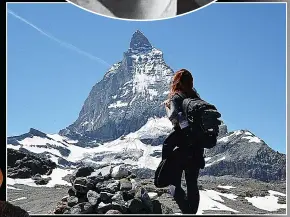  ?? ?? LOFTY GOALS Freja, pictured at the base of the Matterhorn