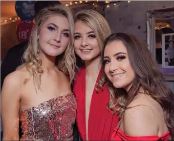  ??  ?? Amy Brown, Amy Wolahan and Kate Moriarty enjoying their night out at the surprise 18th birthday party for Jack Brennan in The Gin Mill, Arklow.