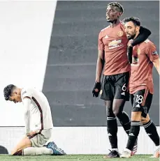  ?? /EFE. ?? Paul Pogba (6) y Bruno Fernandes fueron dos de los verdugos de ‘La Loba’ en la goleada de la semana pasada.