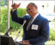  ?? PETE BANNAN – DIGITAL FIRST MEDIA ?? In this file photo, state Rep. Harry Lewis Jr., R-74, speaks at the Coatesvill­e Gateway Project groundbrea­king ceremony.