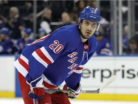  ?? AP FILE ?? ON TRADE BLOCK: New York Rangers left wing Chris Kreider has been long coveted by the Bruins and could be targeted before the trade deadline.