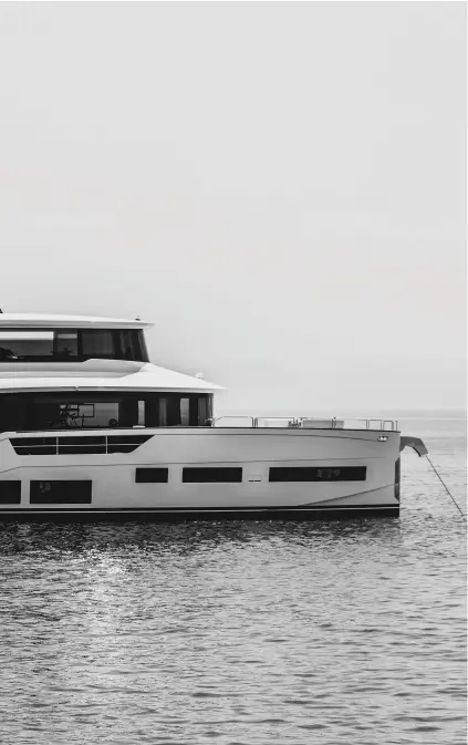  ?? ?? Designing a yacht to look proportion­al with stacked decks can be challengin­g, but the Sirena 78 is well balanced.