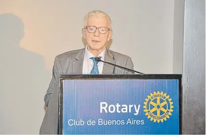  ?? ?? Ministro de Justicia. Mariano Cúneo Libarona habla ayer en la conferenci­a del Rotary de Buenos Aires.