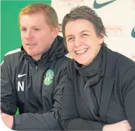  ??  ?? Former Hibs boss Neil Lennon and Easter Road chief Leeann Dempster in happier times